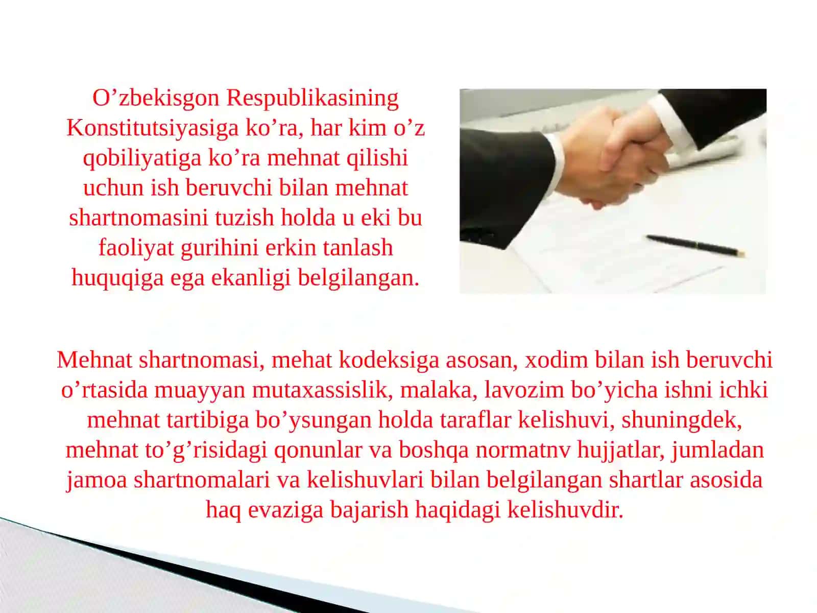 Mehnatshartnomasi va uning munosabatlari 2