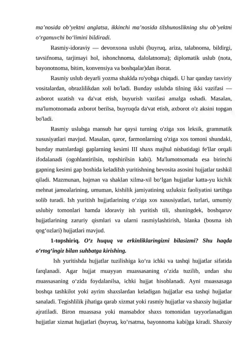 Rasmiy – Idoraviy Uslub va uning Uslubi xususiyatlari 2
