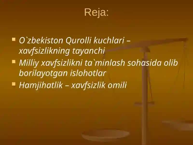Milliy xavfsizlikni ta’minlash bo’yich amalga oshirilayotgan ishlar 2