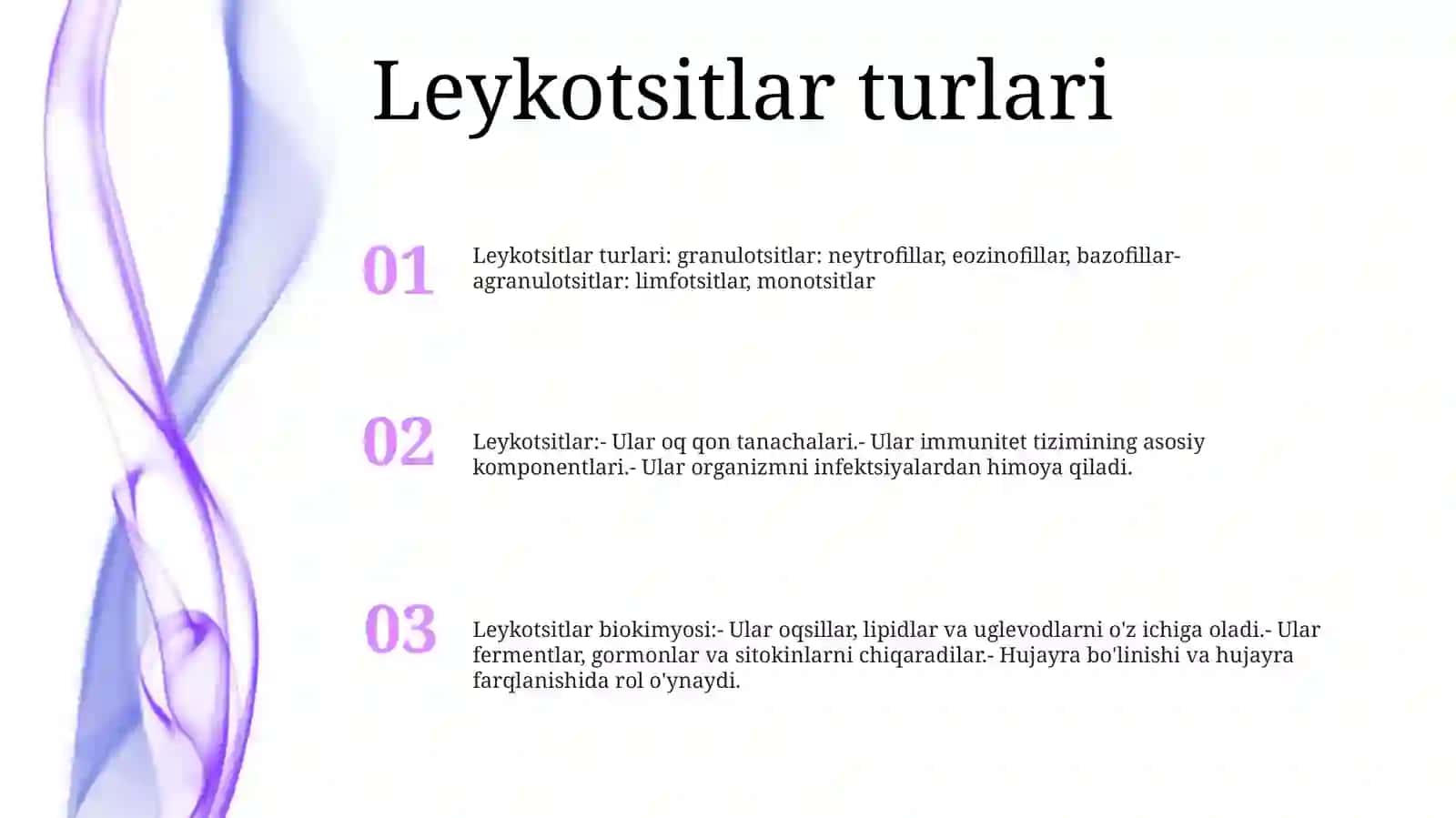 Leykotsitlar, Leykotsitlar Biokimyosi 2