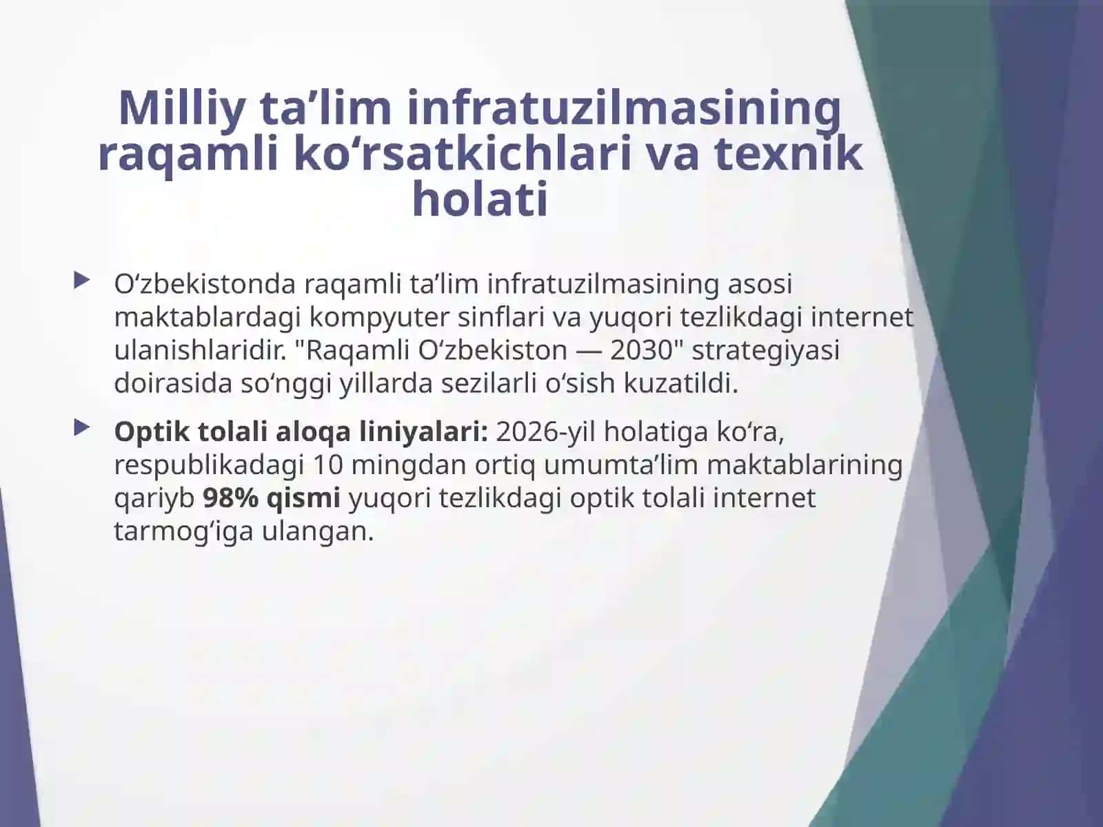 Talim tizimida raqamli iqtisodiyotni shakllantirish va rivojlanish tendensiyalari. 2