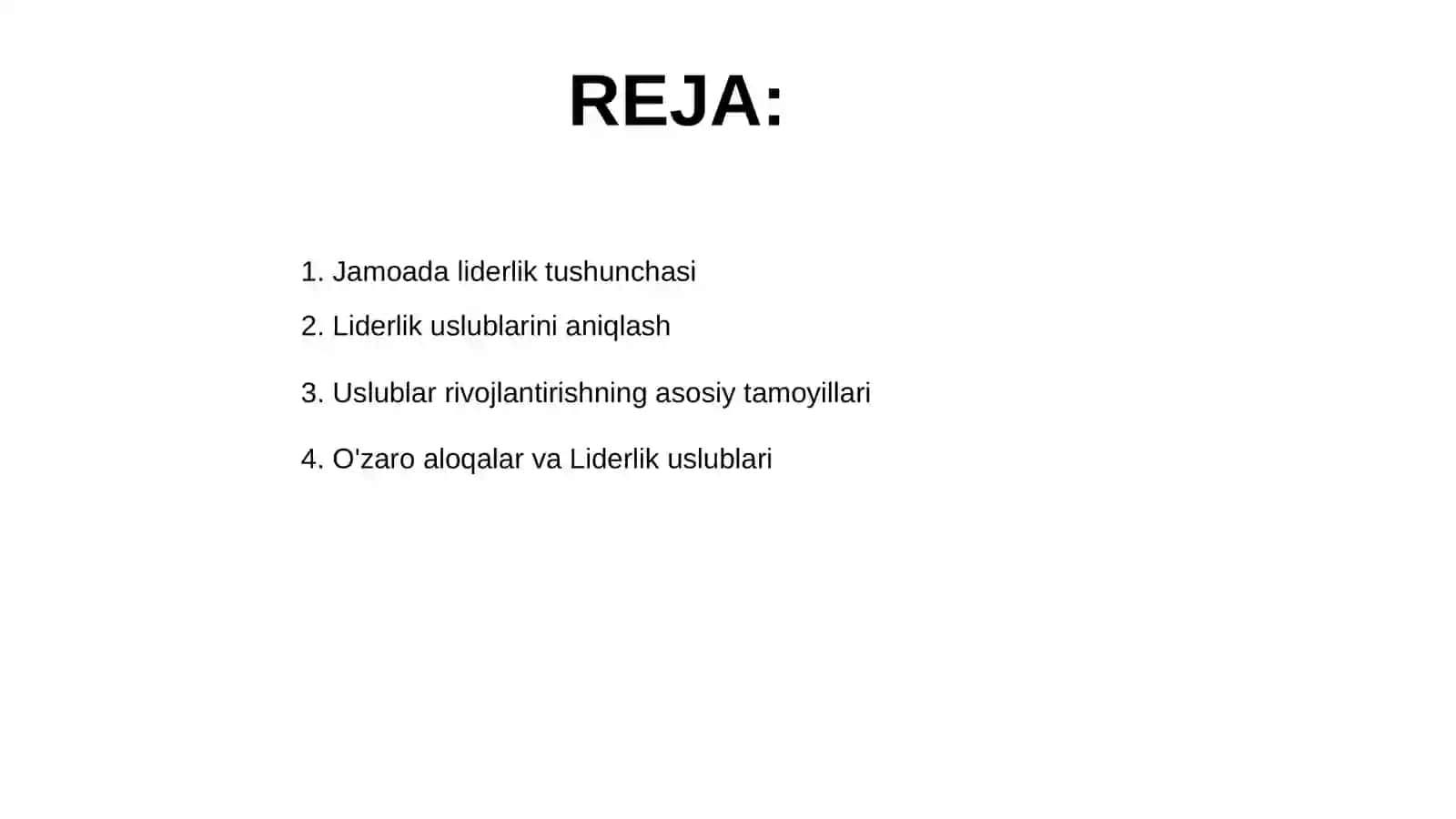 Jamoada liderlik uslublarini rivojlantirish va amalotga joriy etish 2