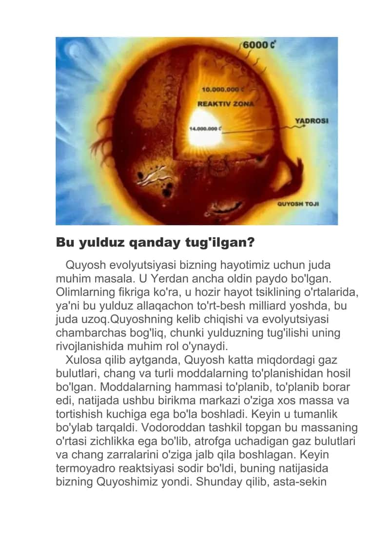 Quyosh tiziming kelib chiqishi va evalyutsiyasi 2