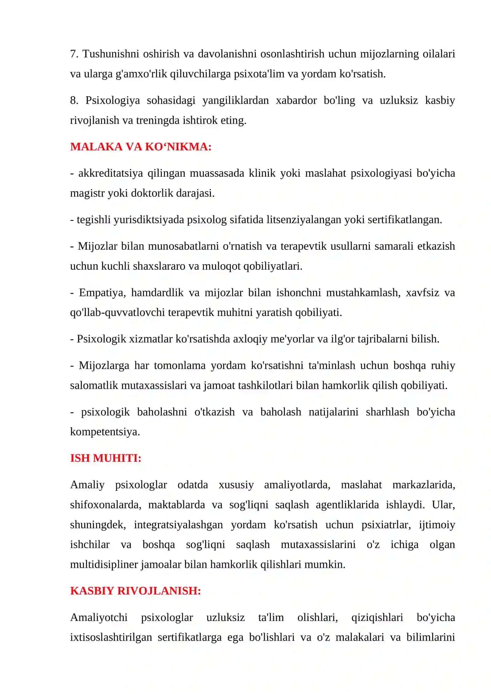AMALIY PSIXOLOG UCHUN PROFESSIOGRAMMA 2