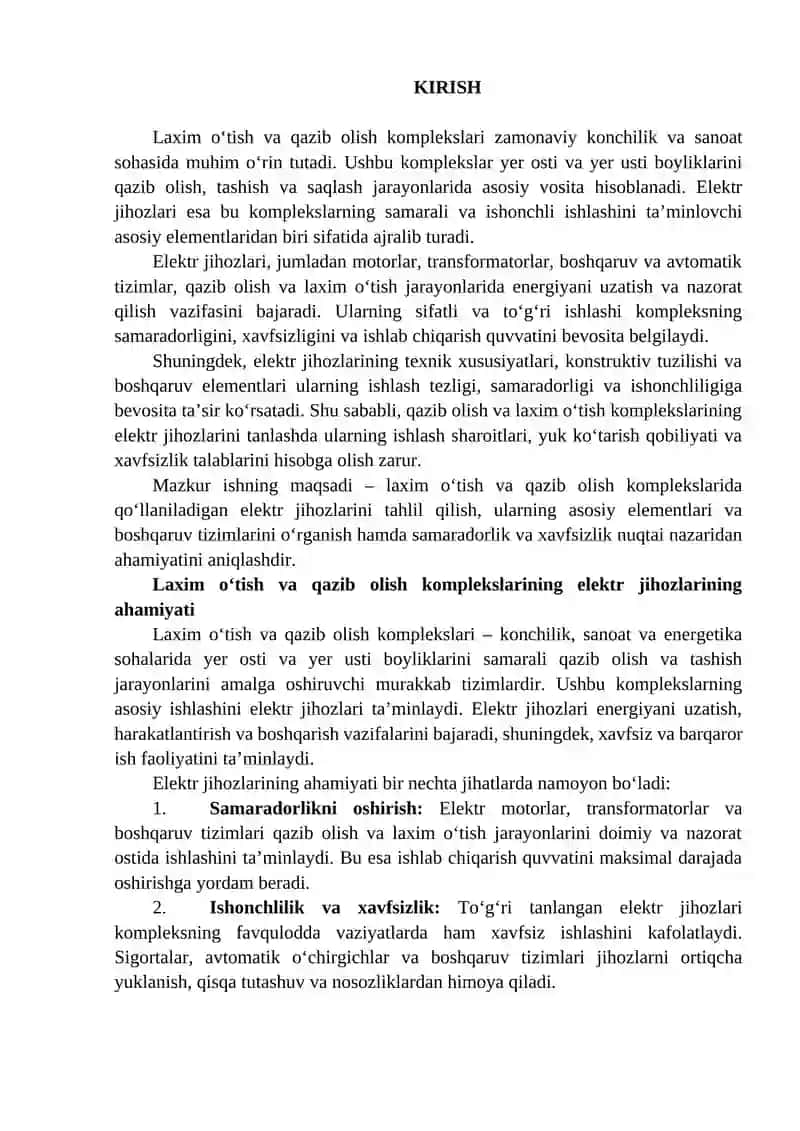 Laxim o‘tish va qazib olish komplekslarining elektr jihozlari 2