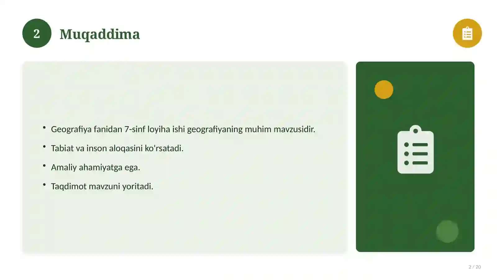 Geografiya fanidan 7-sinf loyiha ishi 2