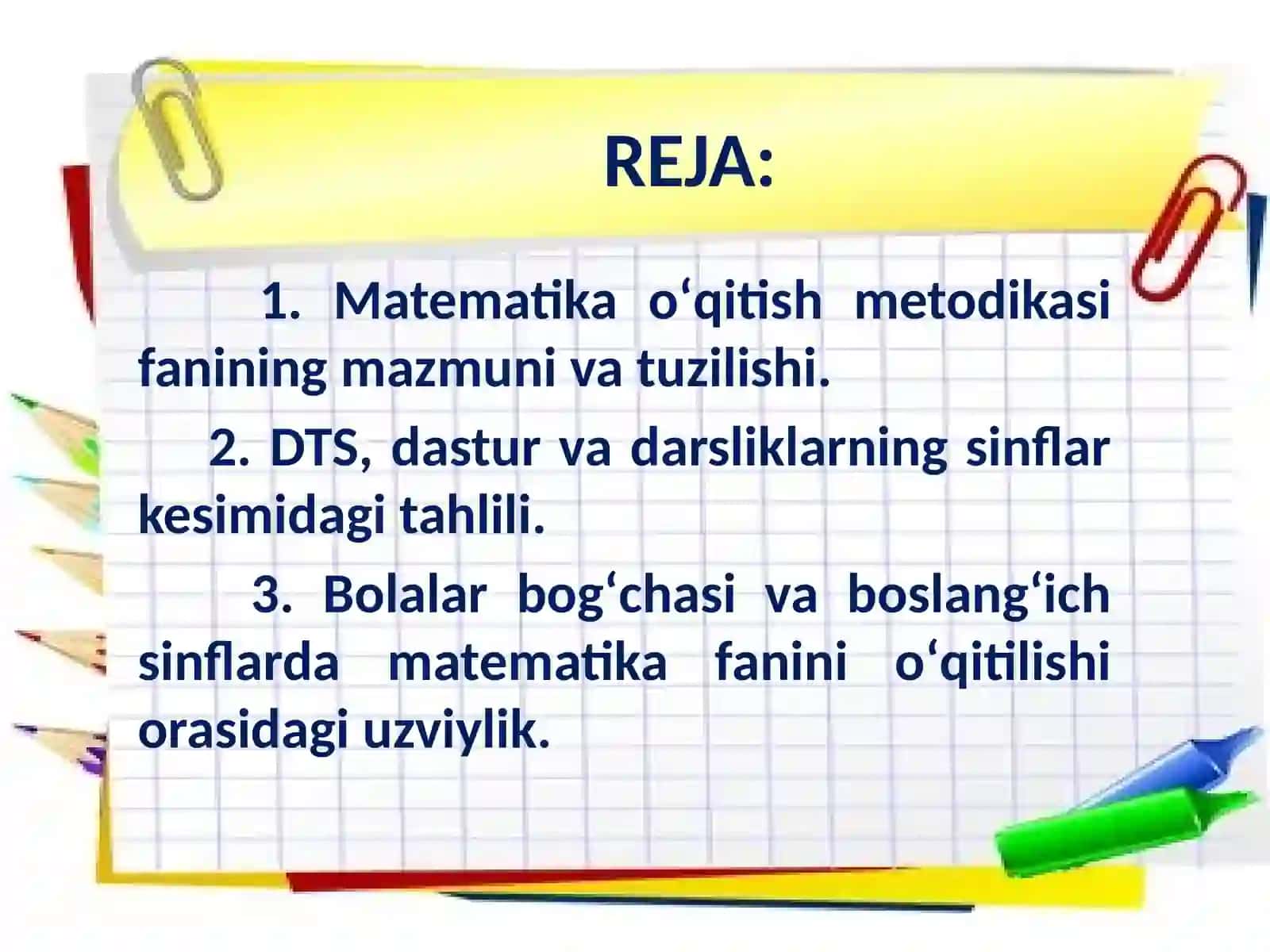 Matematika o’qitish metodikasi 2