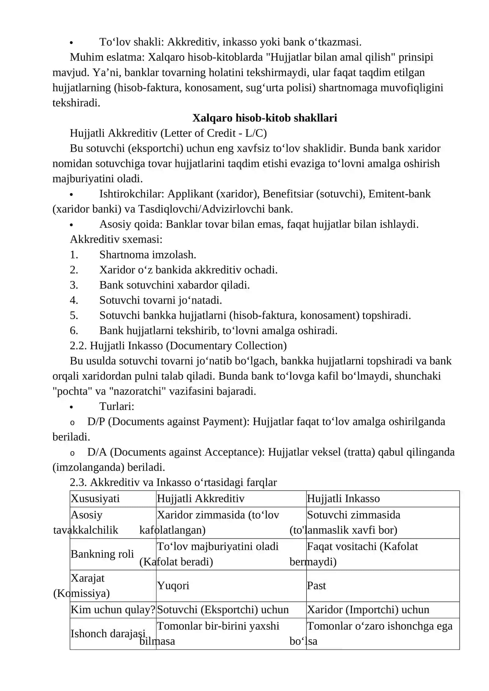 Xalqaro hisob-kitoblarning tashkiliy-iqtisodiy asoslari 2