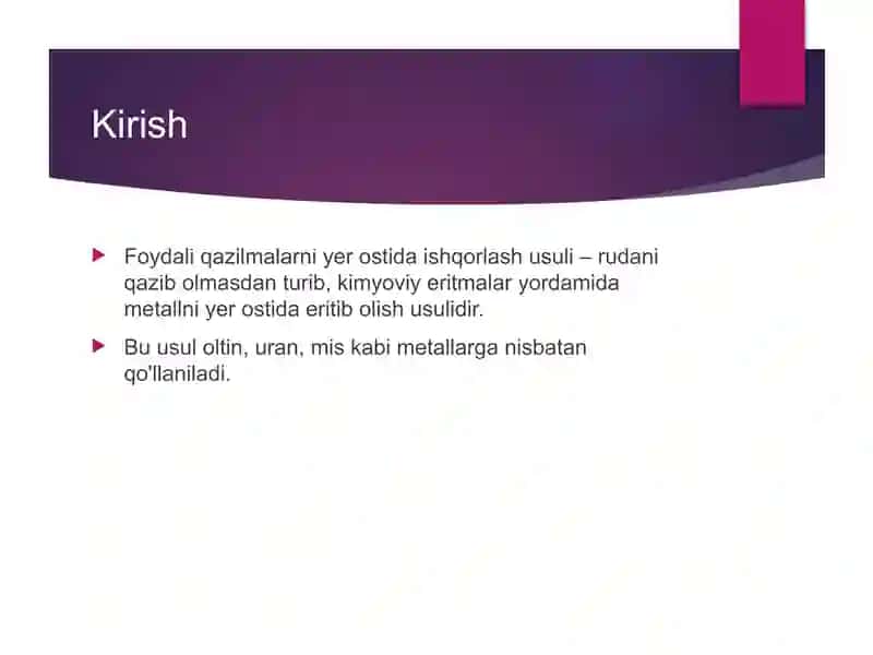 Foydali Qazilmalarni Yer Ostida Ishqorlash Usuli 2