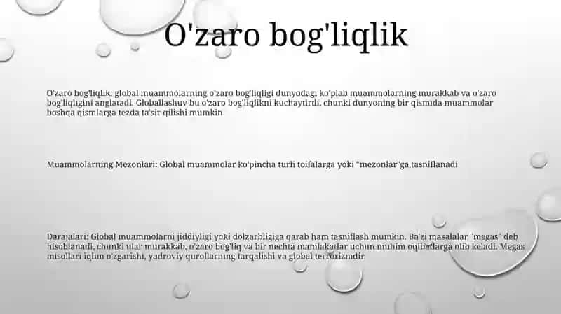 Global Muammolarning Mezonlari Va Darajalari 2