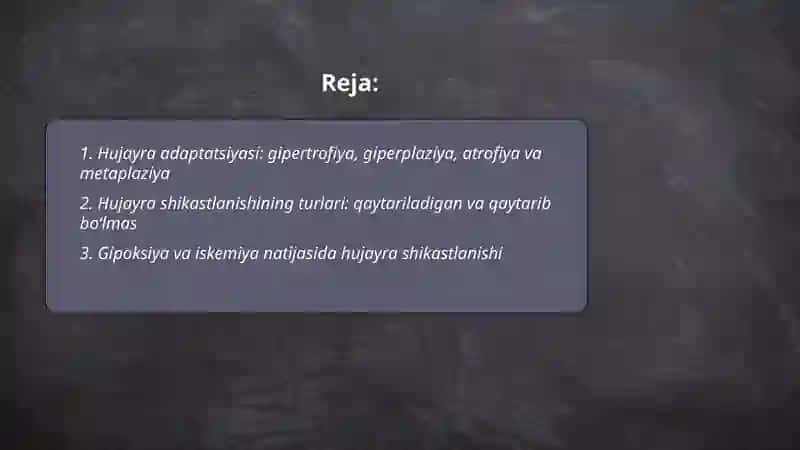 Hujayra patalogiyasi va uning kelib chiqish sabablari 2