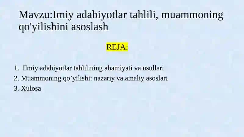 Ilmiy Adabiyotlar Tahlili 2