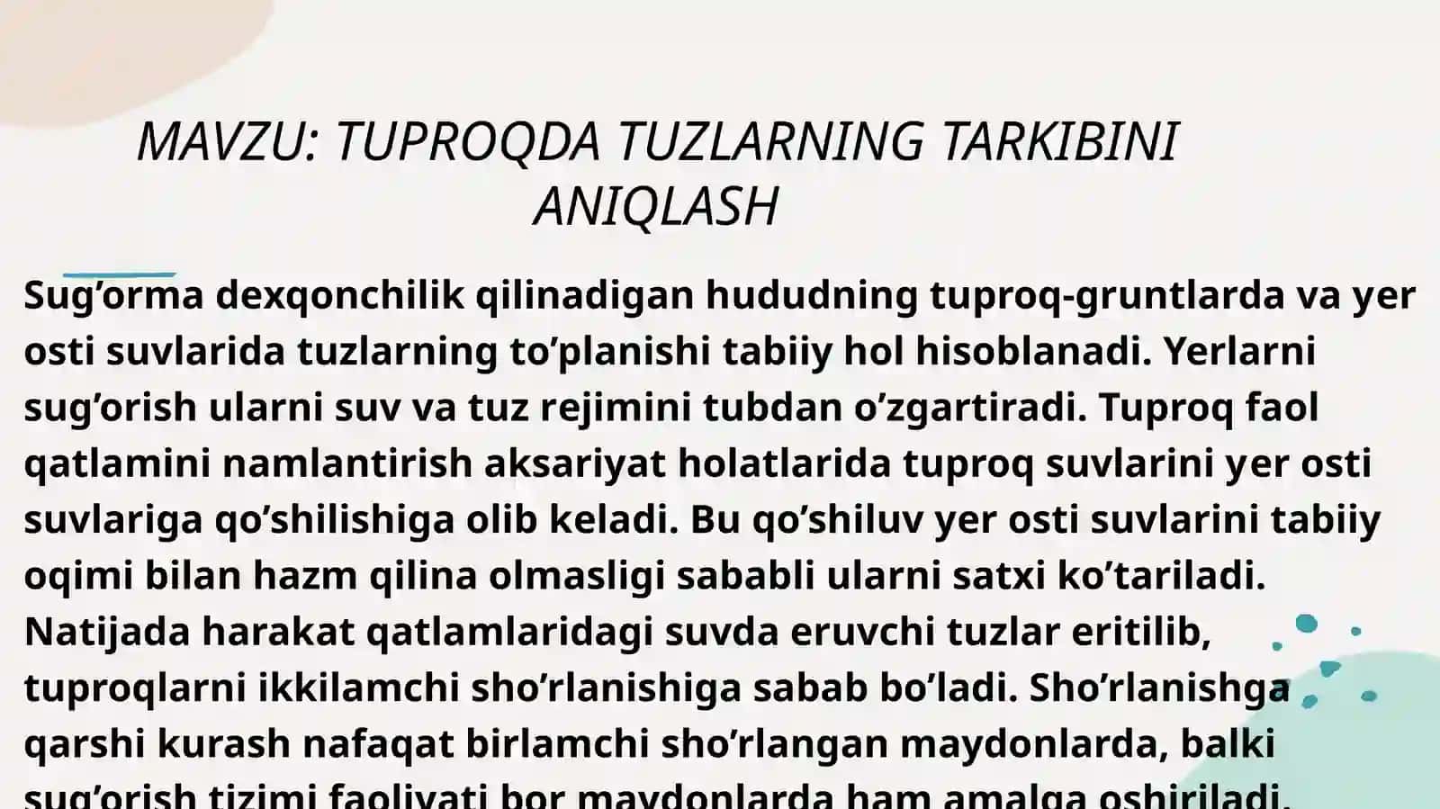 MELIORASIYA VA YER TUZILISHI 2