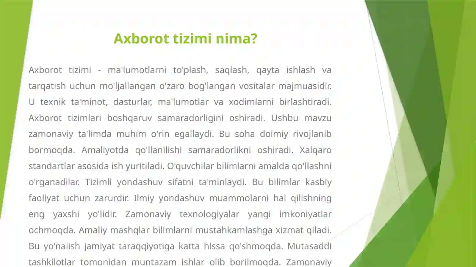 Axborot Tizimlari Va Ularning Tashkiyolotlarni Boshqarishdagi O'rni 2