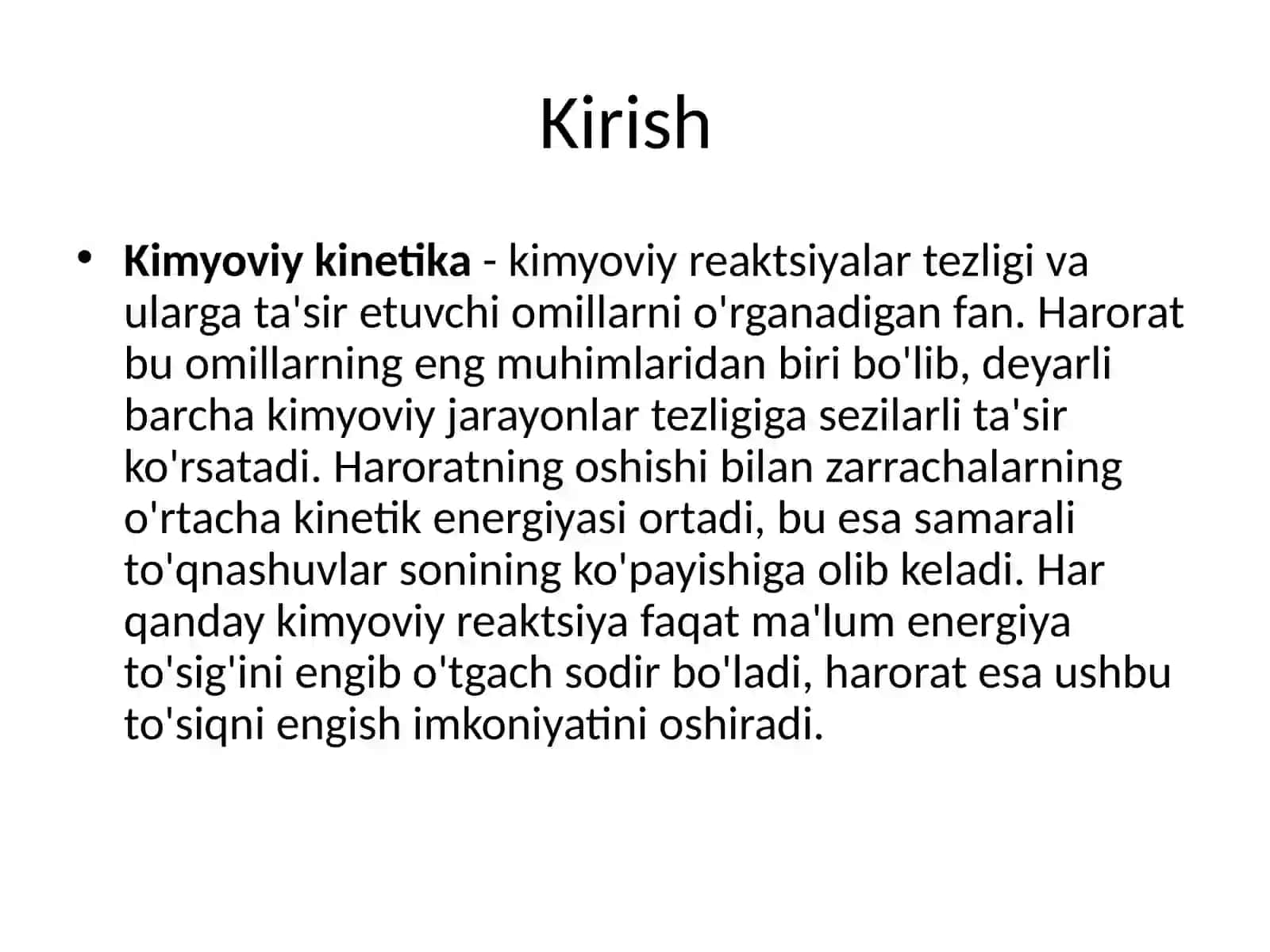 Kimyoviy jarayonlarning tezligi 2