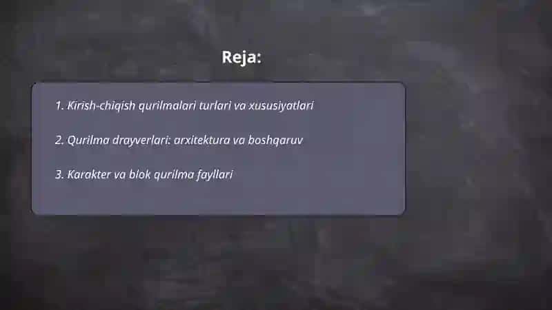 Kirish-chiqish qurilmalari bilan ishlash 2