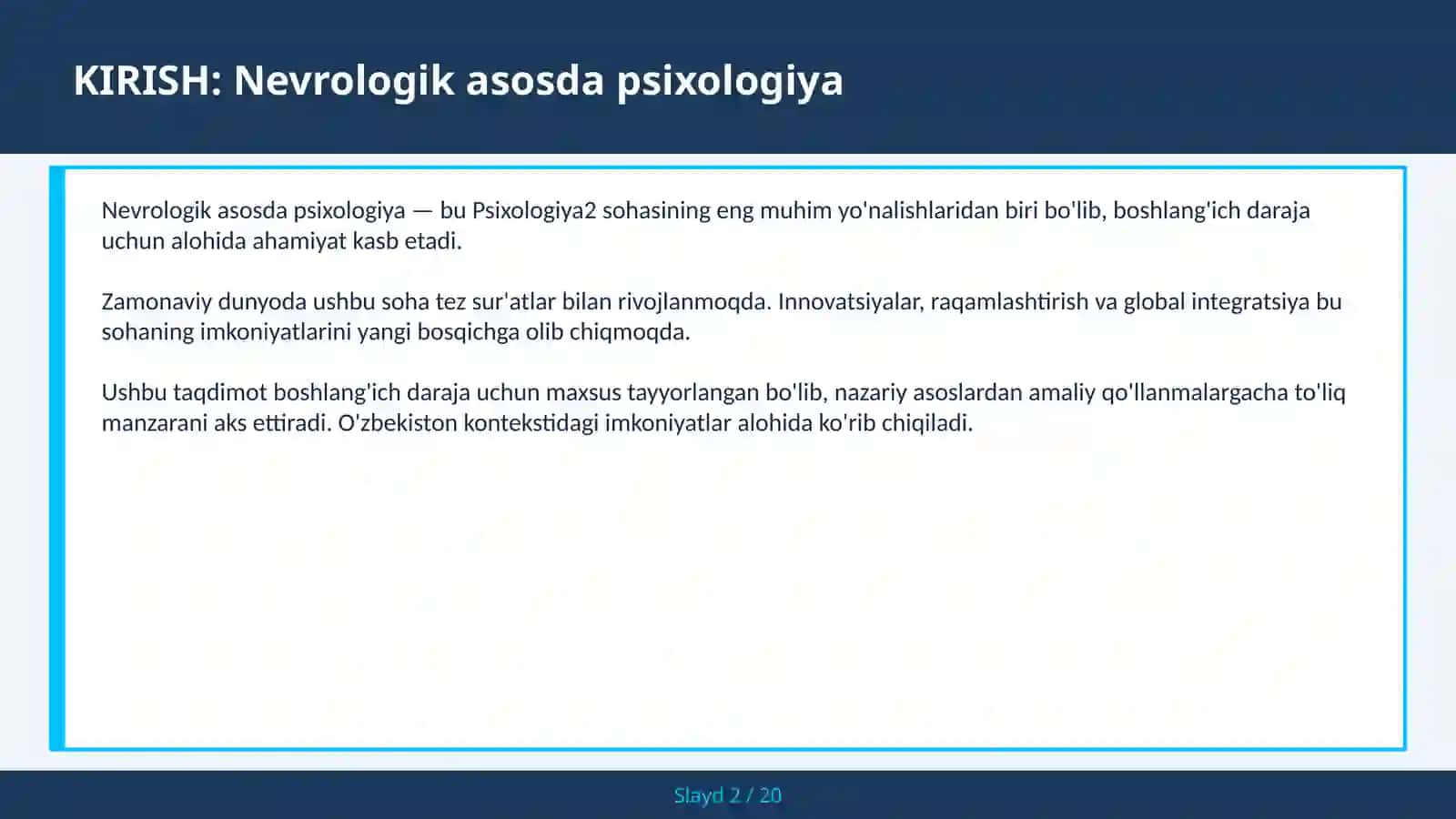 Nevrologik asosda psixologiya 2