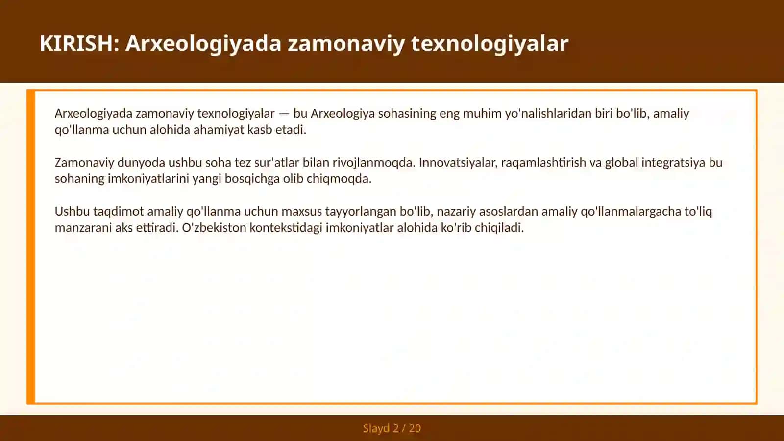 ARXEOLOGIYADA ZAMONAVIY TEXNOLOGIYALAR 2