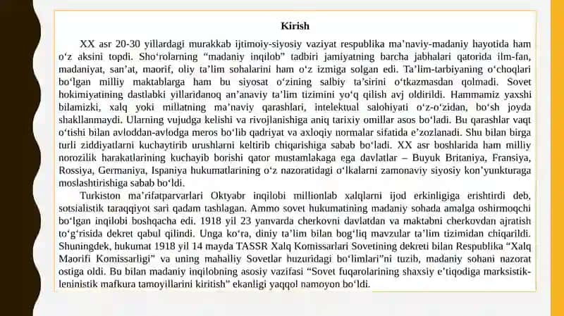 O‘ZBEKISTONDA “MADANIY INQILOB” VA UNING OQIBATLARI 2