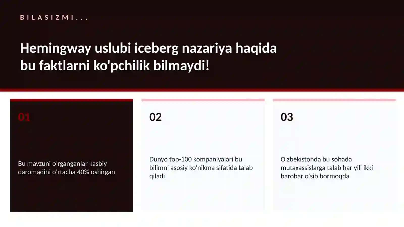 Hemingway uslubi iceberg nazariya 2