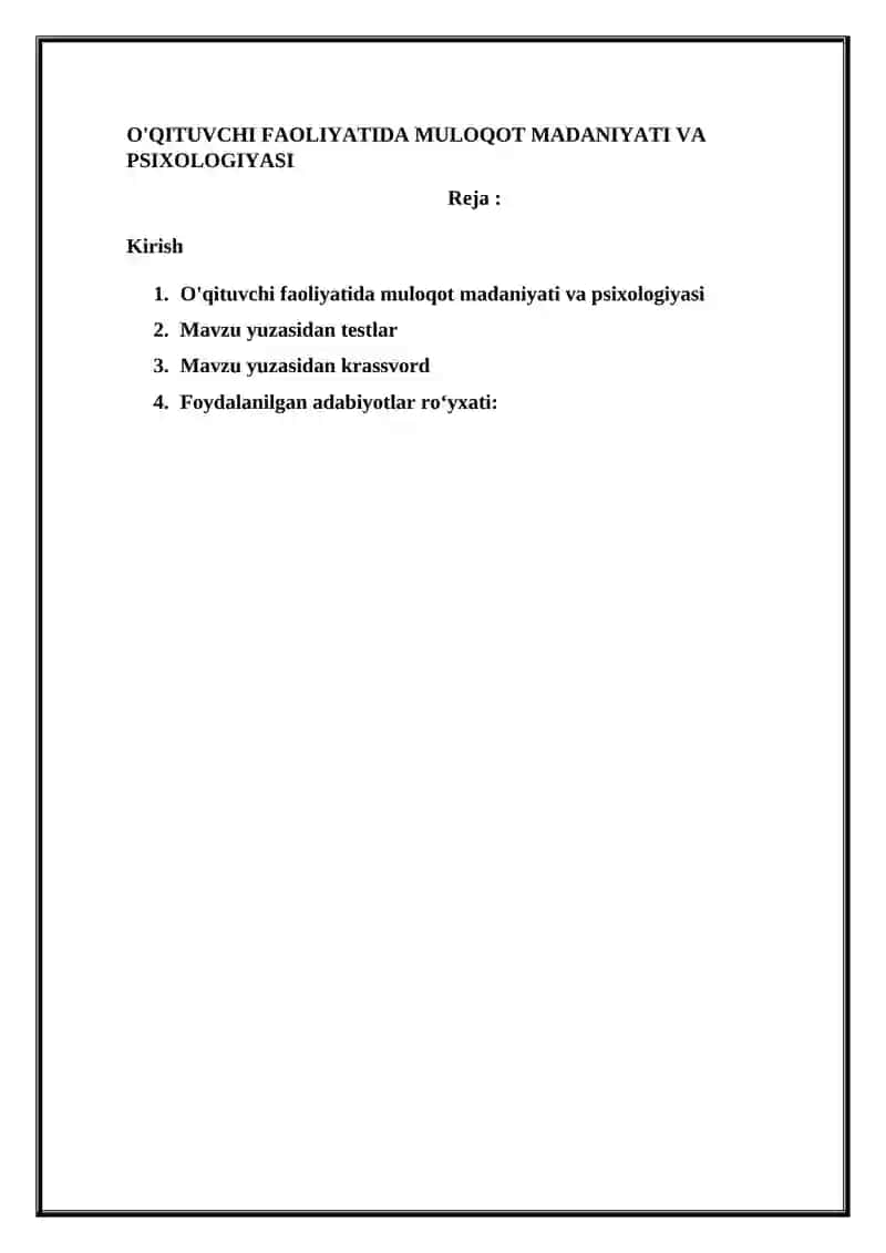 O'QITUVCHI FAOLIYATIDA MULOQOT MADANIYATI VA PSIXOLOGIYASI 2
