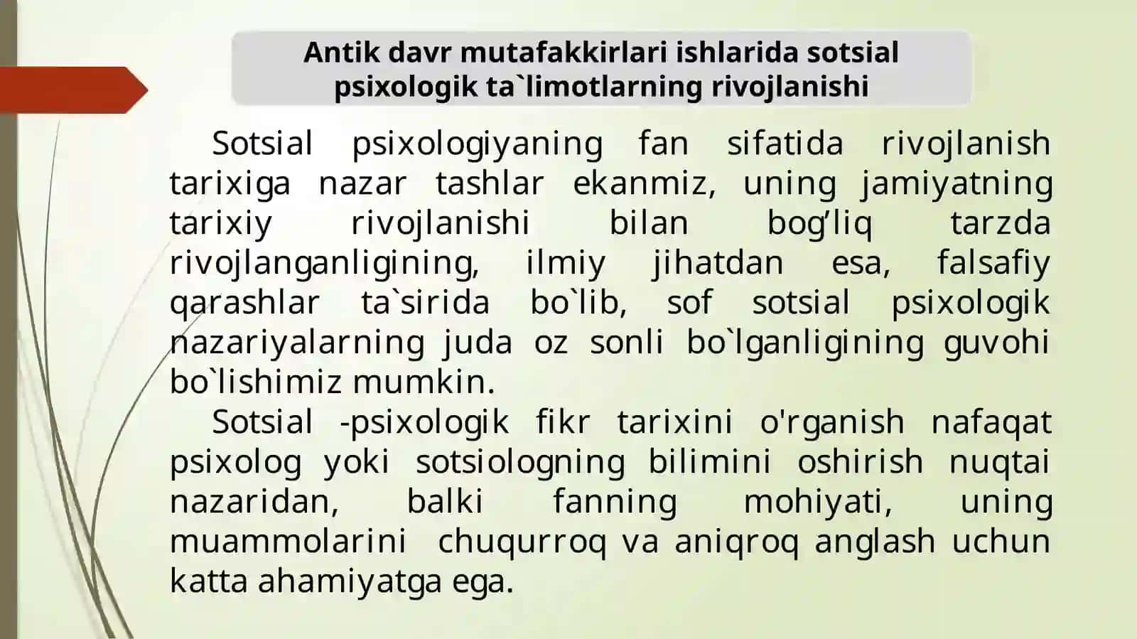 Ijtimoiypsiologiyani shakllanishi tarixi 2