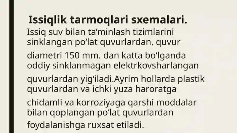 Issiqliktarmoqlarining joylashishi sxemalari 2