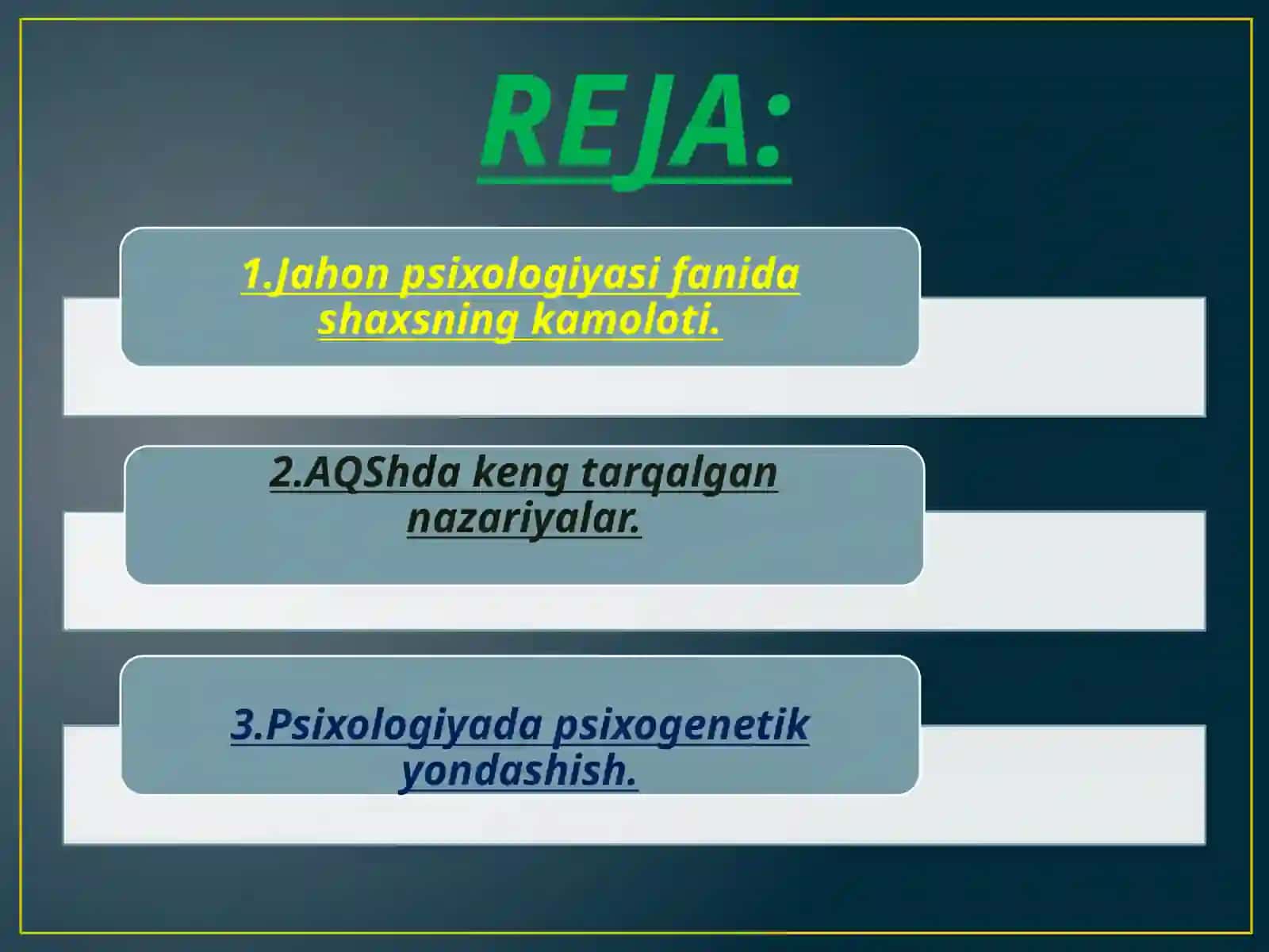 Chet el
psixologiyasida
shaxs nazariyasi. 2