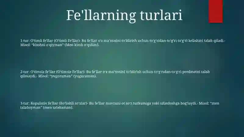 Fe'L SoʻZ Turkumi Sifatida 2