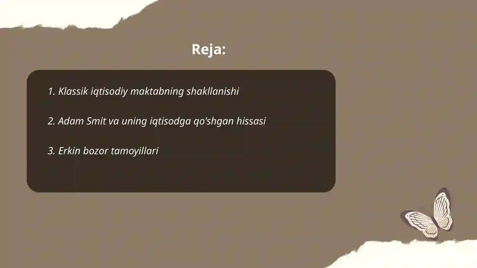 Klassik iqtisodiy maktab ta'limoti 2