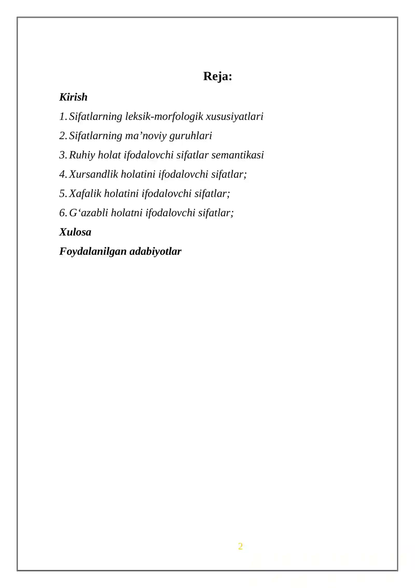 O‘ZBEK TILIDA RUHIY HOLATNI IFODALOVCHI SIFATLAR SEMANTIKASI 2