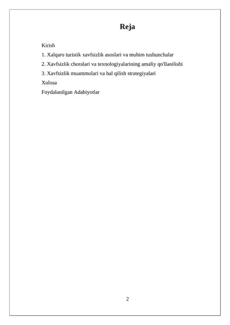 Xalqaro turistik xavfsizlik 2