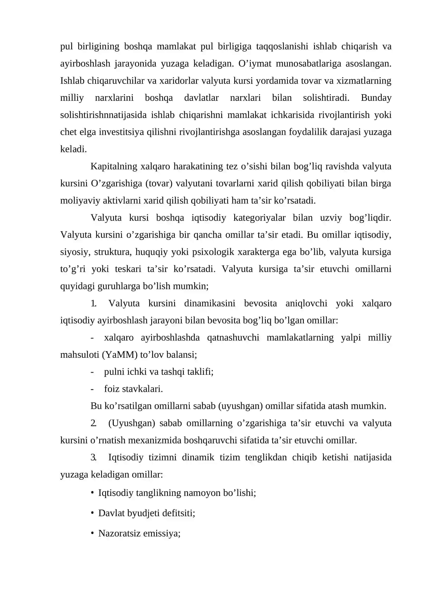 Valyuta kursi va unga ta’sir qiluvchi omillar 2