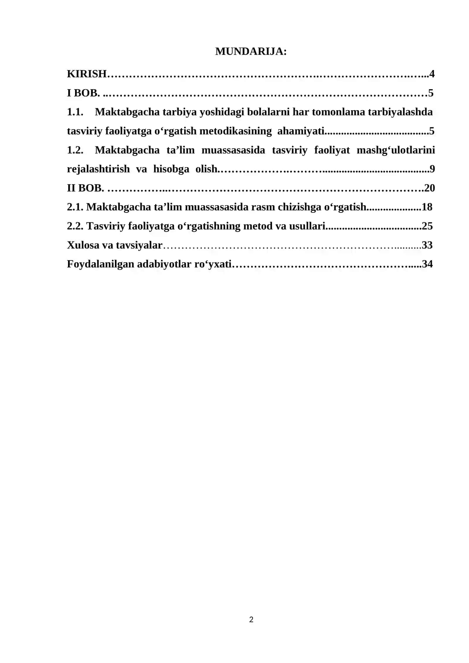 TASVIRIY FAOLIYATGA O'RGATISH METODIKASI 2