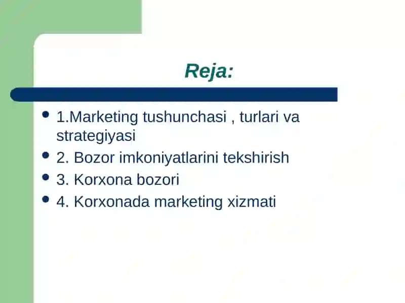 Korxonada marketing xizmati 2