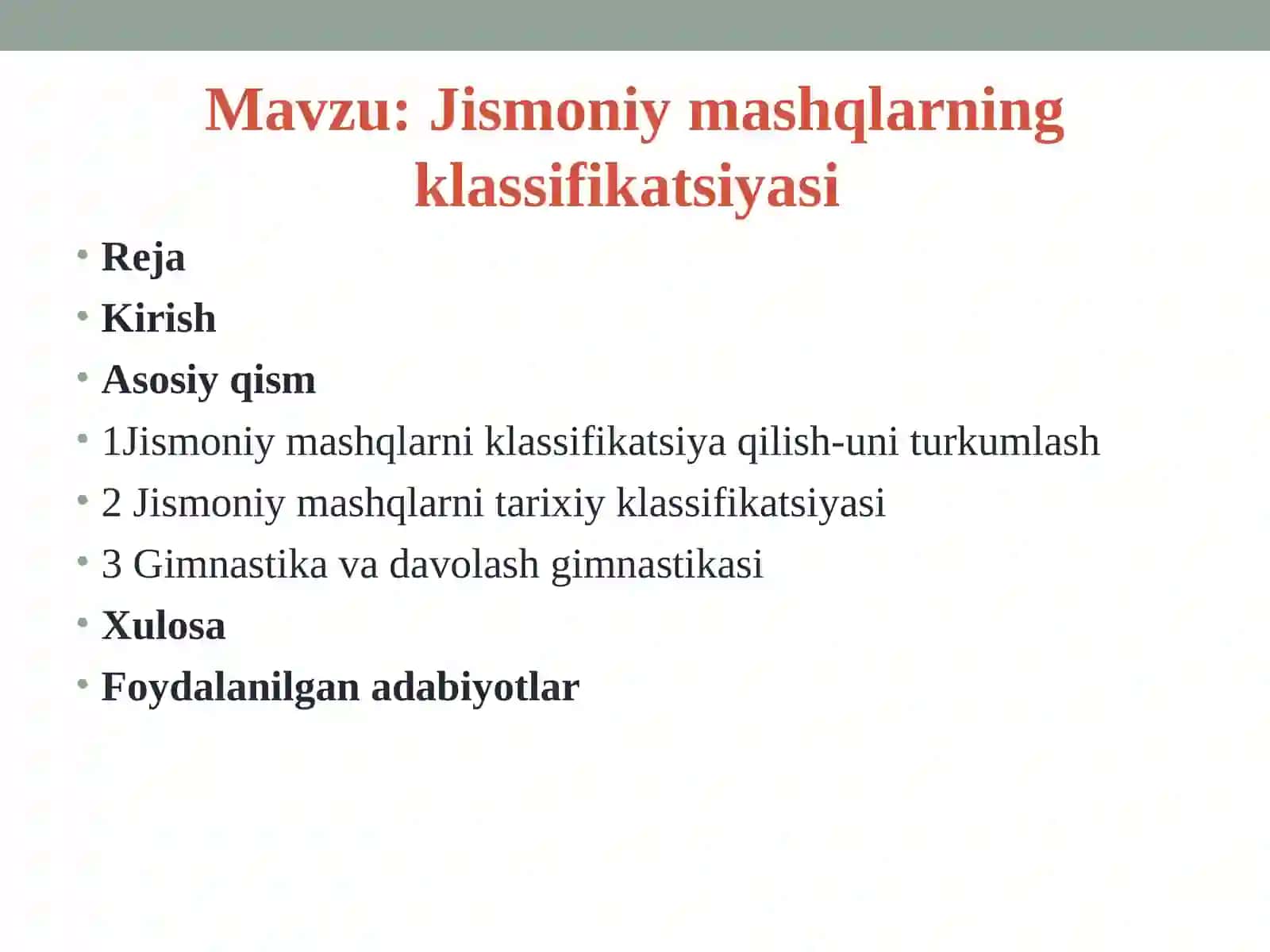 Jismoniy mashqlarning klassifikatsiyasi 2
