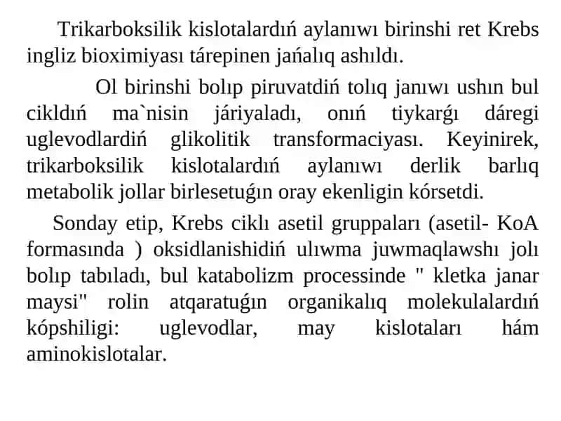 Trikarboksilik kislotalardıń aylanıwı 2