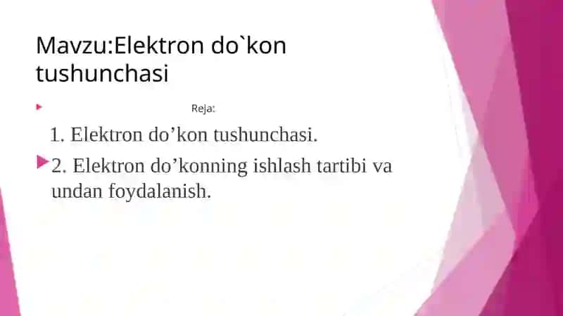 Elektron do`kon tushunchasi 2