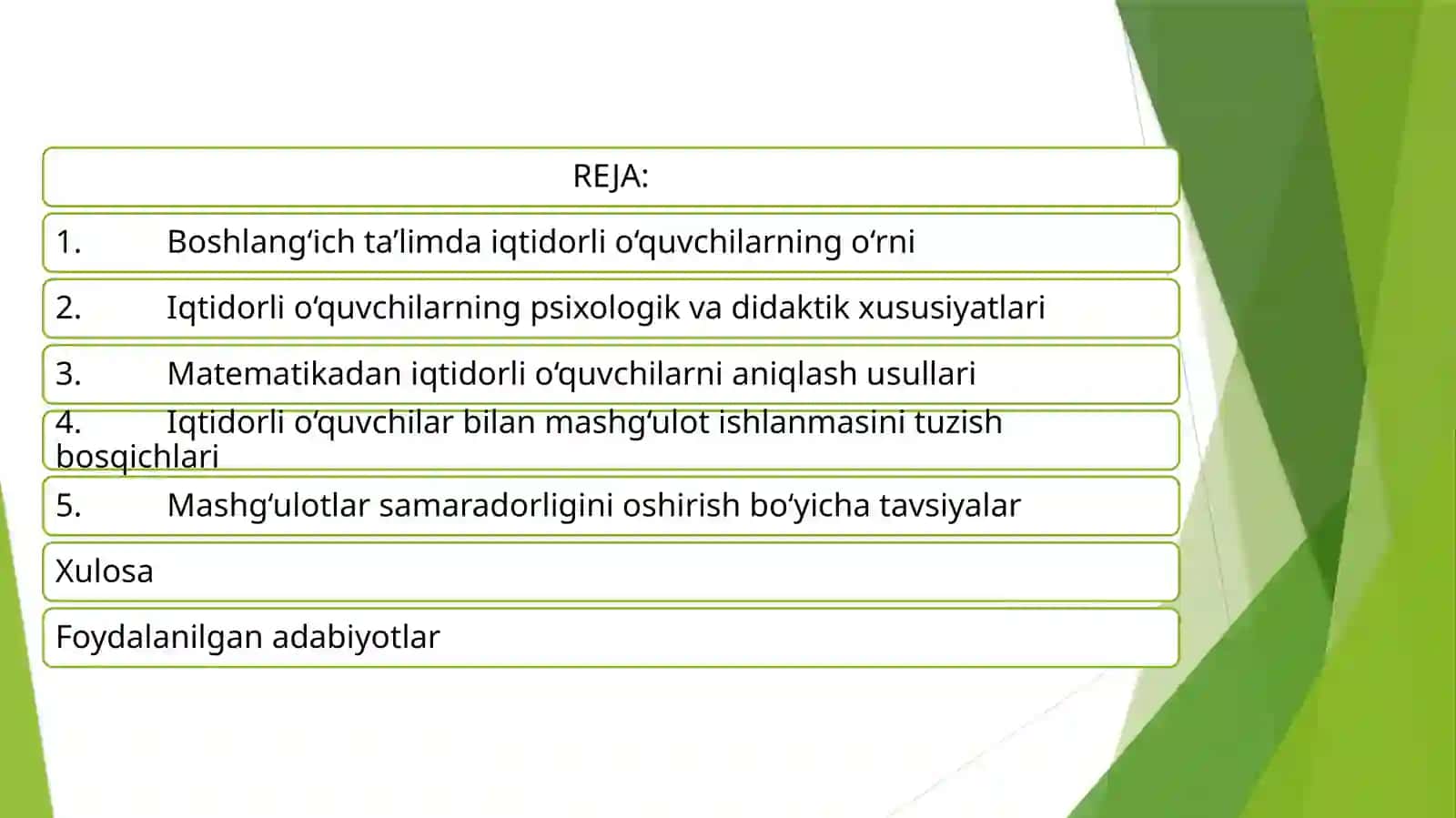 Boshlang‘ich sinfda matematikadan iqtidorli o‘quvchilar bilan ishlash mashg‘ulot ishlanmasi 2