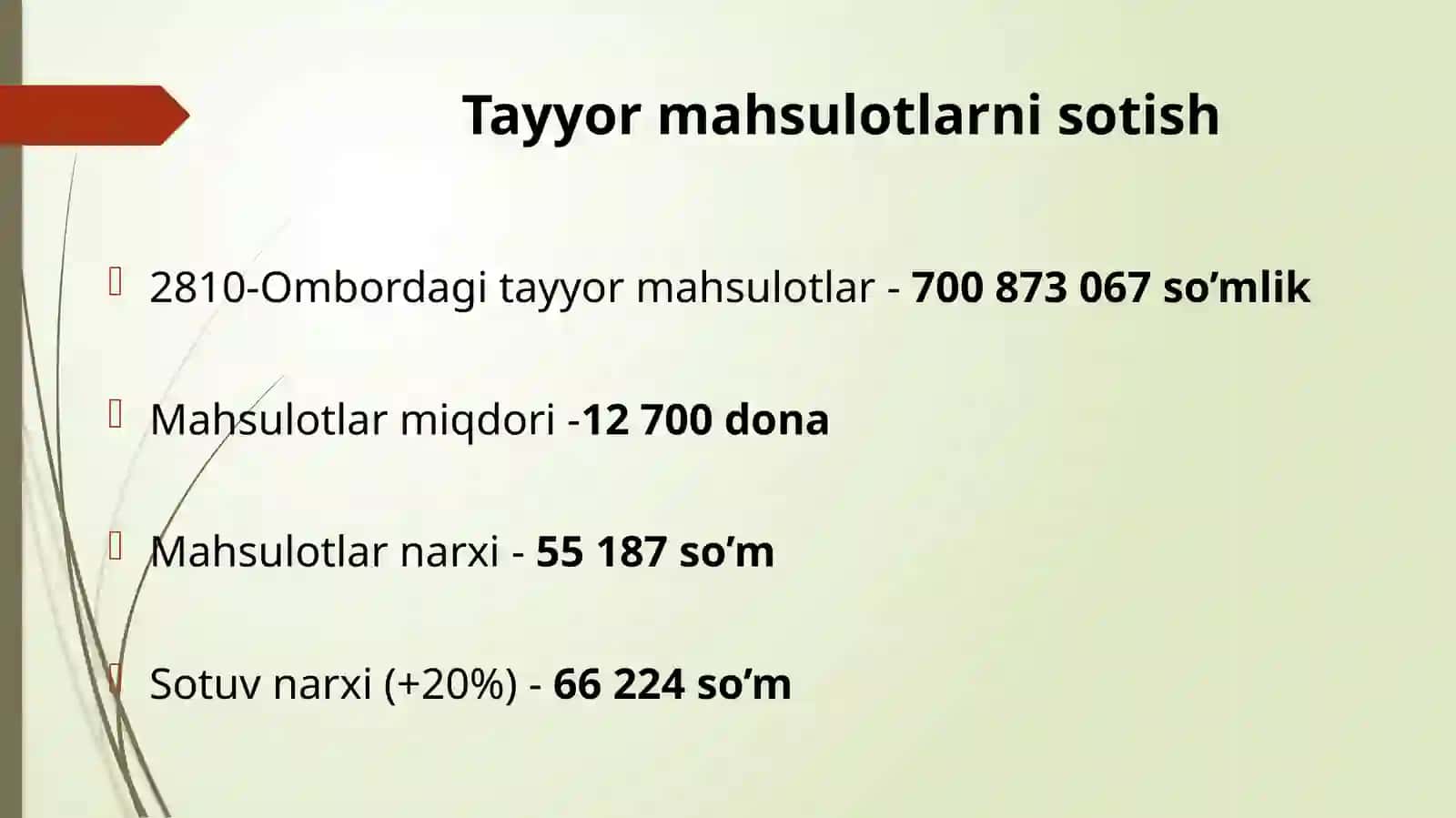 Tayyormahsulotlarnisotish 2