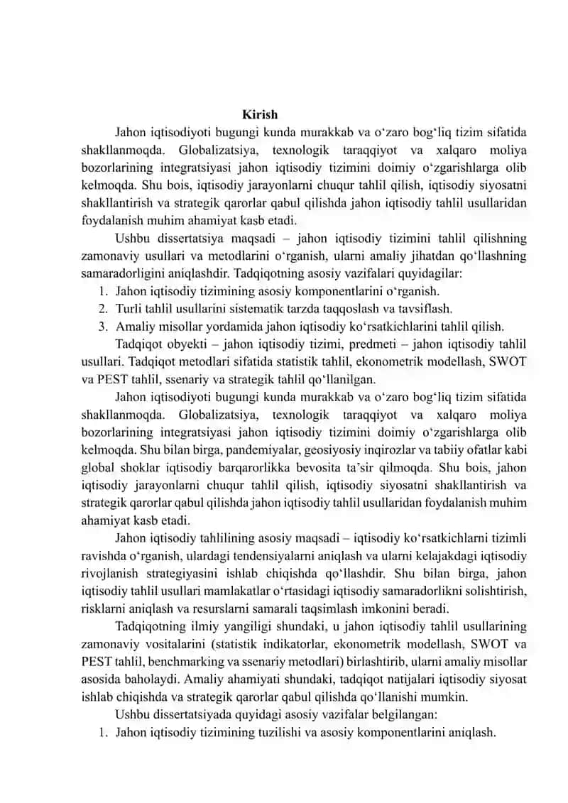 JAHON IQTISODIY TAHLIL USULLARI 2