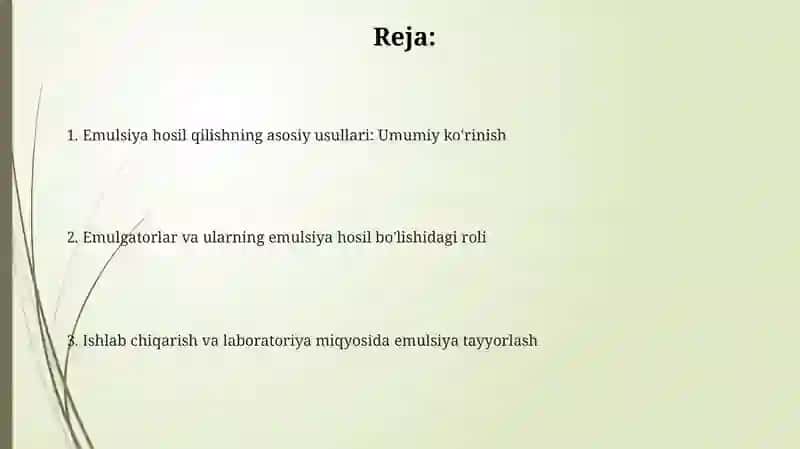 Birlamchi emulsiyalarni tayyorlash usullari 2