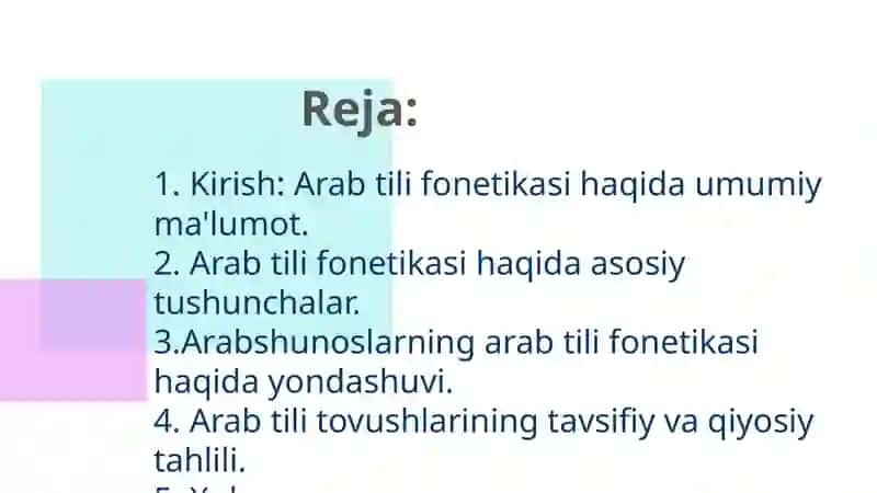 Zamonaviy arabshunoslarning arab tili tovushlari tasnifi 2