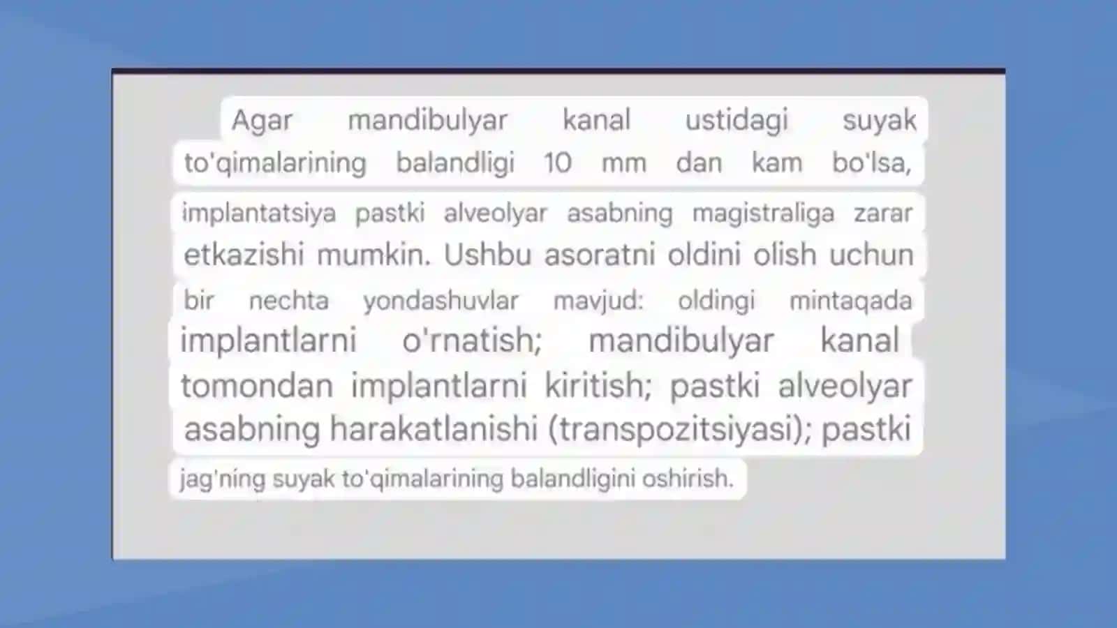 PASTKI JAG’DA IMPLANTATSIYA 2