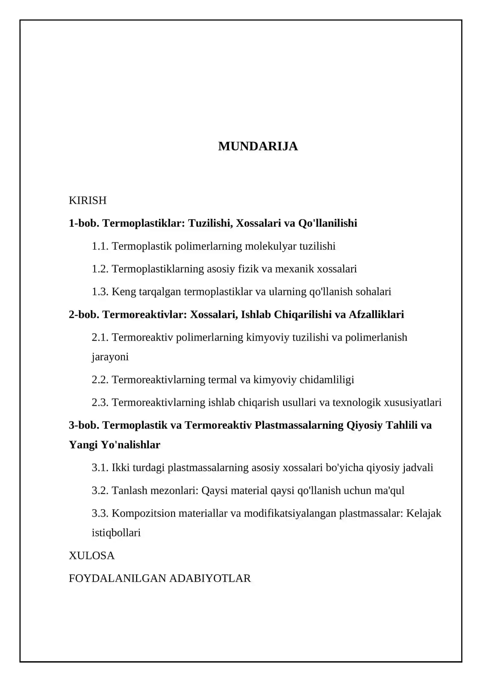 Termoplastik va termoreaktiv plastmassalarni oʻrganish 2