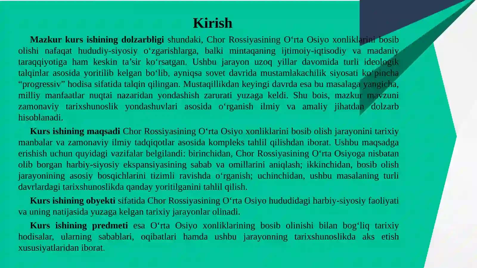 Chor Rossiyasining O‘rta Osiyoxonliklarinibosibolinishigaoidtadqiqotlar 2