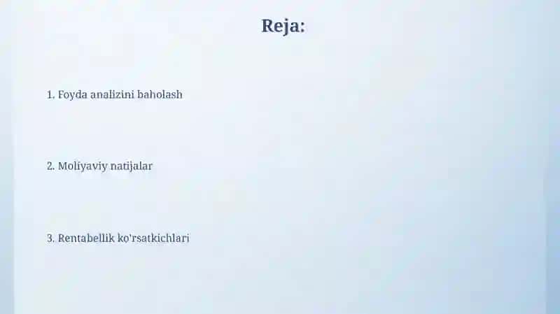 Rentabellik ko'rsatkichlari 2