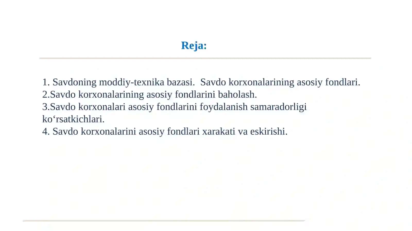 Savdo korxonalarining moddiy-texnika bazasi 2