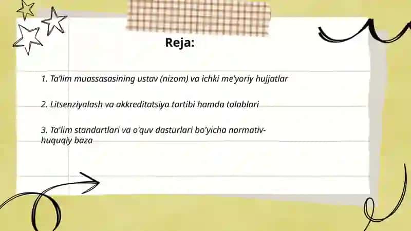 Ta’lim muassasasini boshqarishga doir huquqiy me’yoriy hujjatlar 2