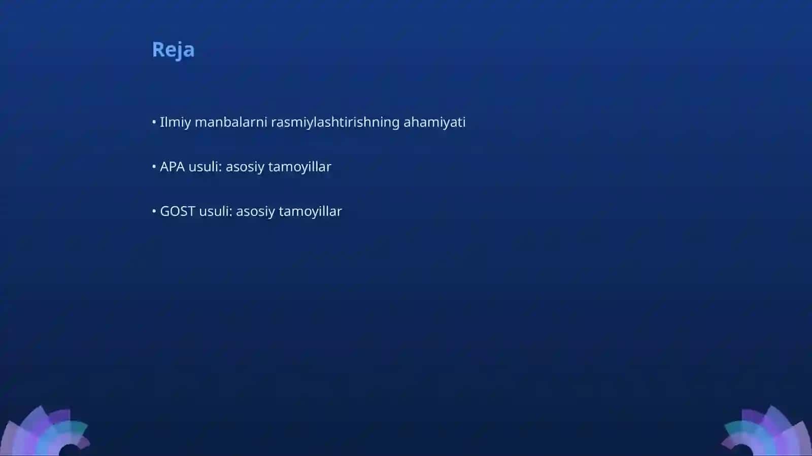 Ilmiy manbalarni rasmiylashtirish (APA, GOST) 2